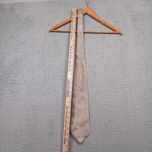 Countess Mara Silk Tie Beige Navy Geometric Check Classic Dress